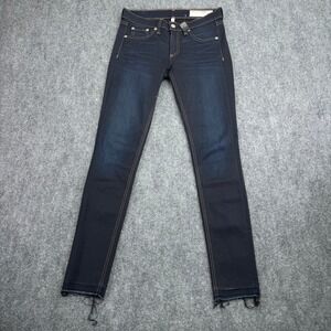 Rag & Bone Jeans Womens 27 (29x30) Skinny Frayed Hem Denim‎ Dark Wash USA